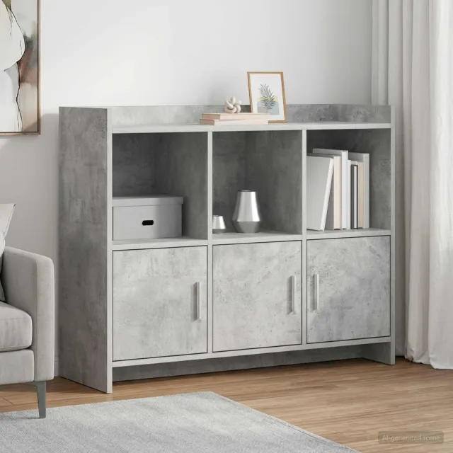 vidaXL Dressoir Betongrijs 98,5 x 33 x 80 cm Bewerkt hout grijs, foto 2