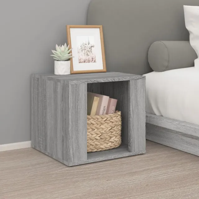 vidaXL Nachtkastje 41x40x36 cm bewerkt hout grijs sonoma eikenkleur, foto 2