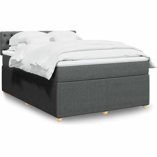 vidaXL Boxspring met matras stof donkergrijs 160x200 cm grijs