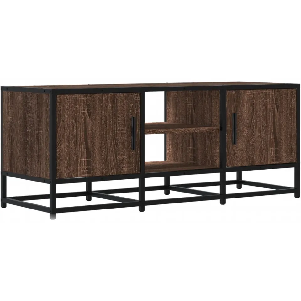 vidaXL Tv-meubel 100x35x41 cm bewerkt hout metaal bruin eikenkleur