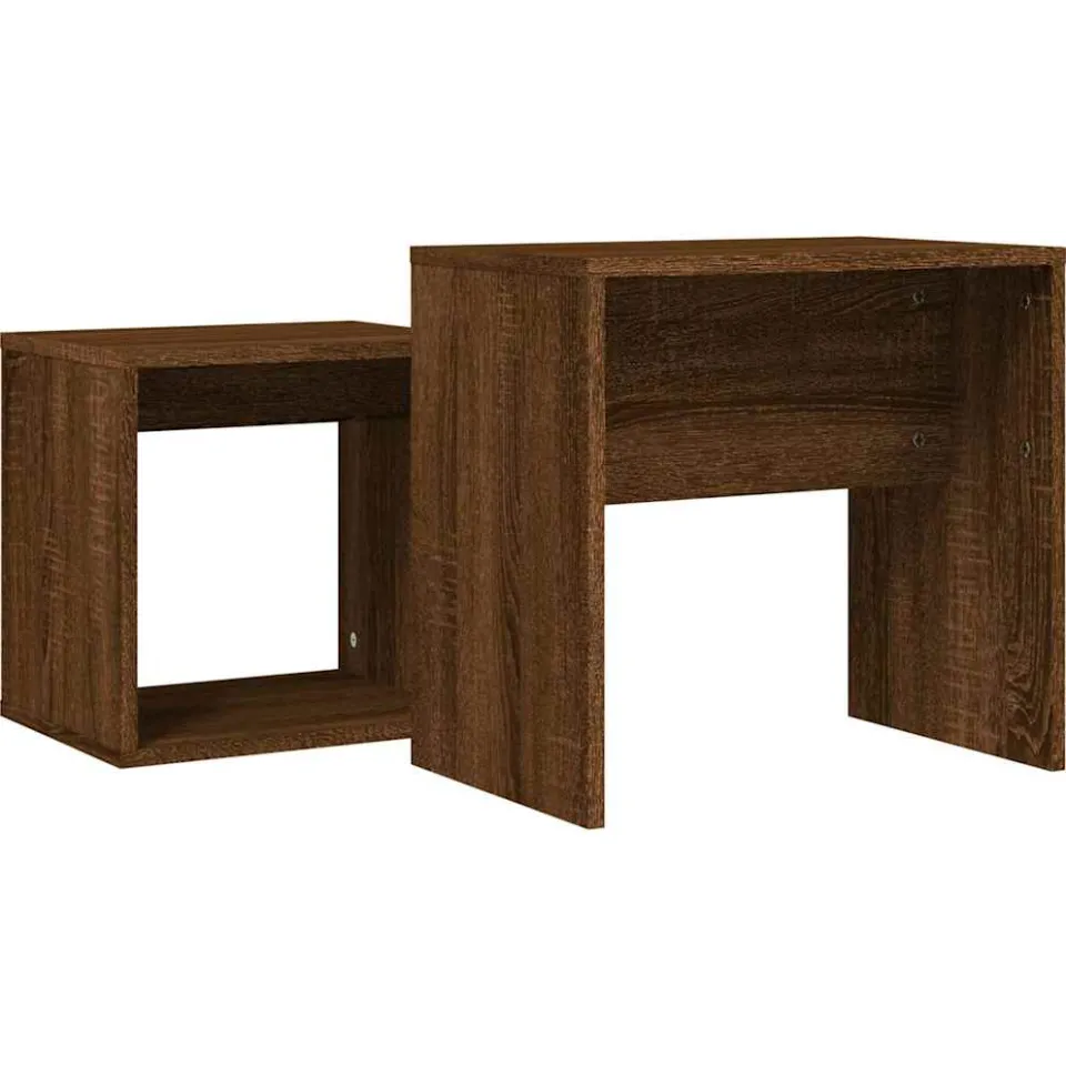 vidaXL 2-delige Tafeltjesset bewerkt hout bruin eikenkleur, foto 4