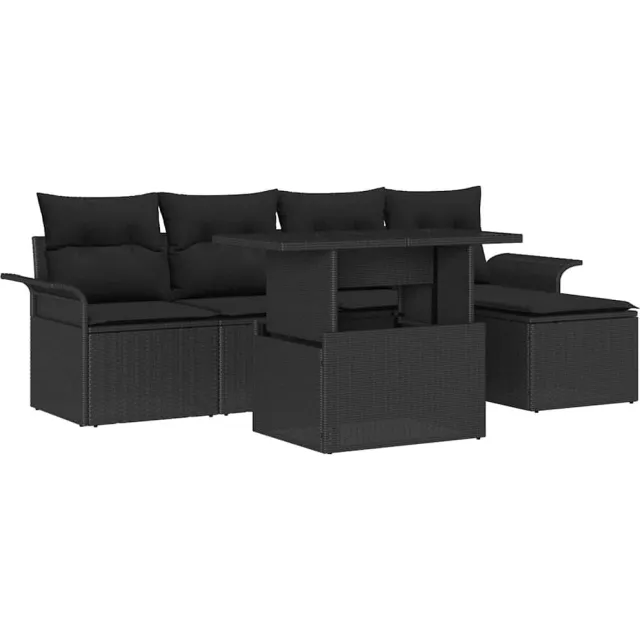 vidaXL Tuin Sofa Set 6 st Zwart poly rattan