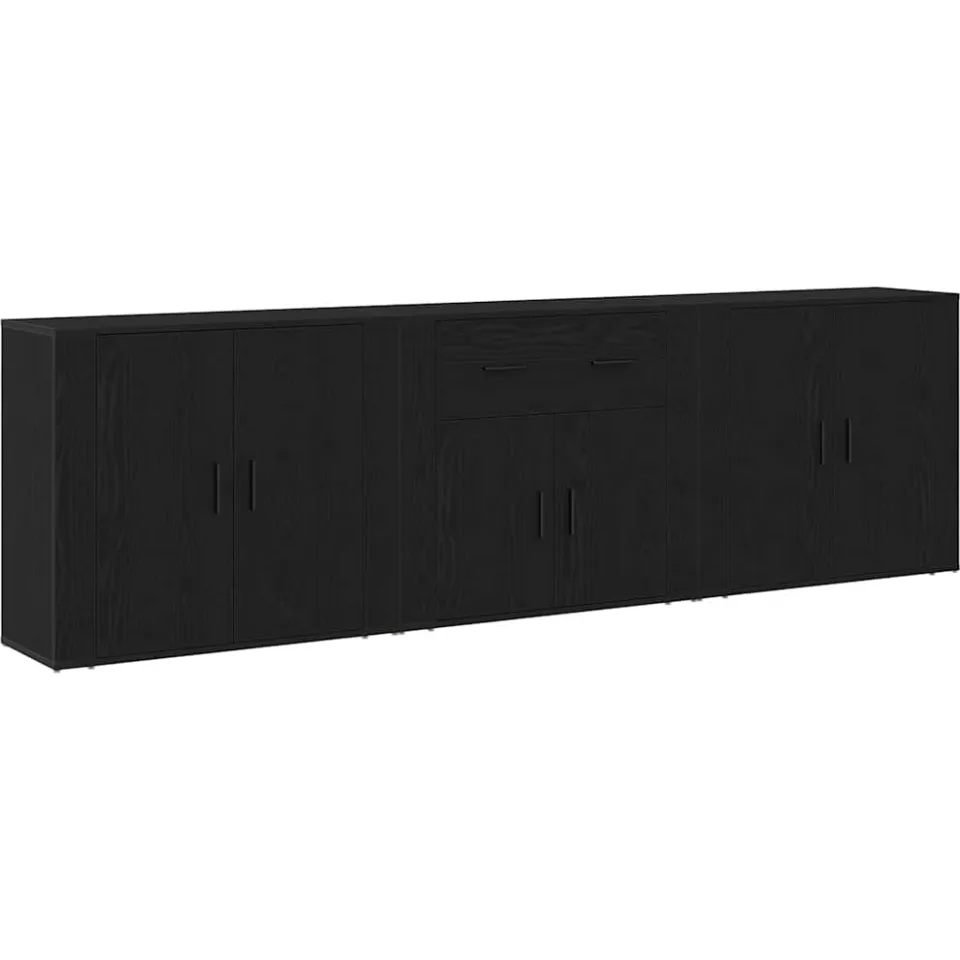 vidaXL Dressoir Zwart Eiken 240 x 33 x 70 cm Bewerkt hout, foto 3