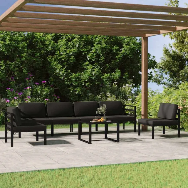 vidaXL 7-delige Loungeset met kussens aluminium antracietkleurig, foto 2