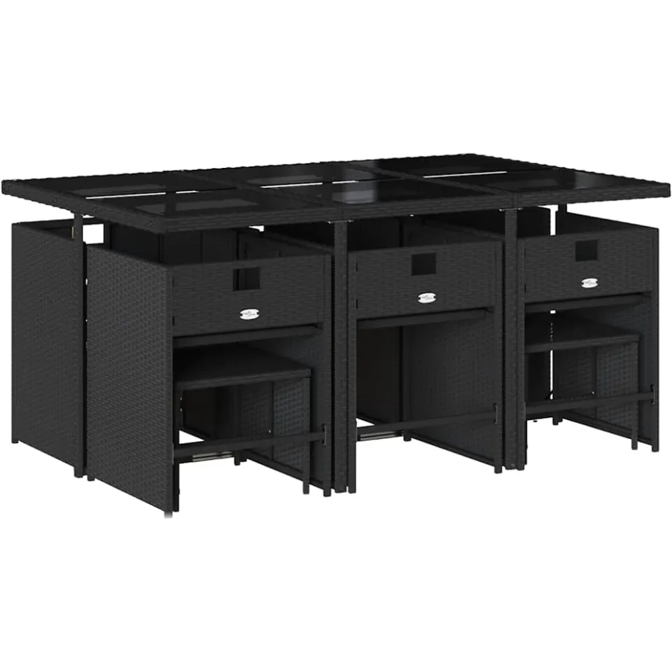 vidaXL 11-delige Tuinset met kussens poly rattan zwart, foto 4