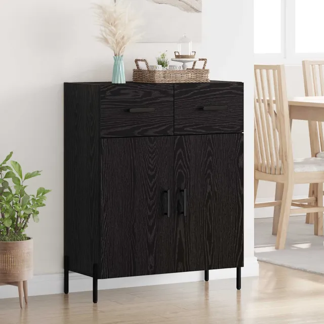 vidaXL Dressoir Zwart Eiken 69,5 x 34 x 90 cm Bewerkt hout, foto 2