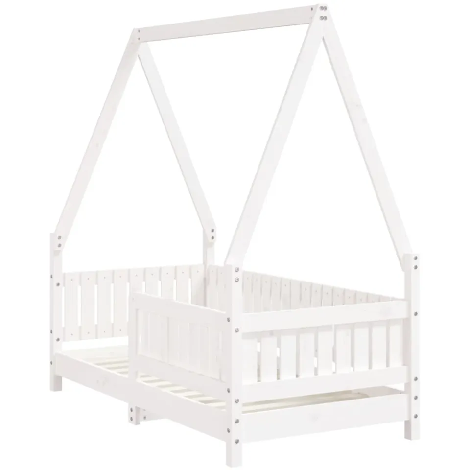 vidaXL Kinderbedframe 70x140 cm massief grenenhout wit