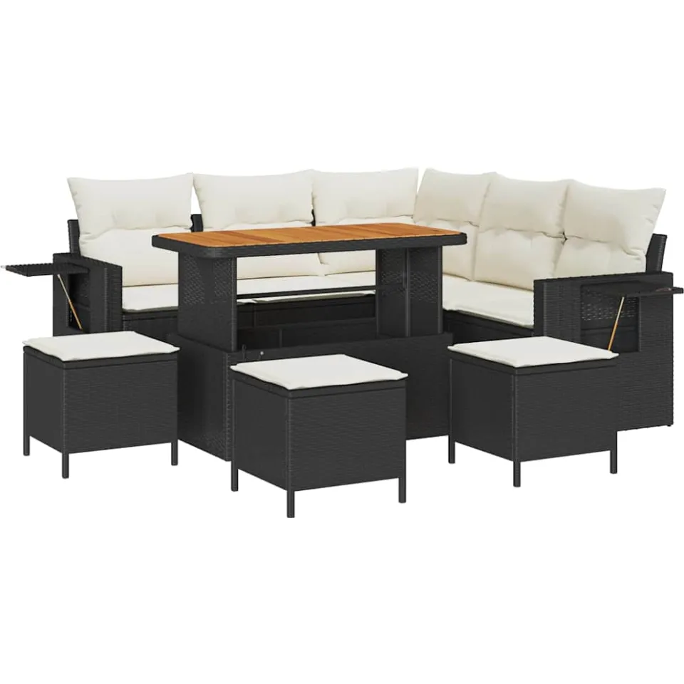 vidaXL Tuin Sofa Set 9 st Zwart poly rattan