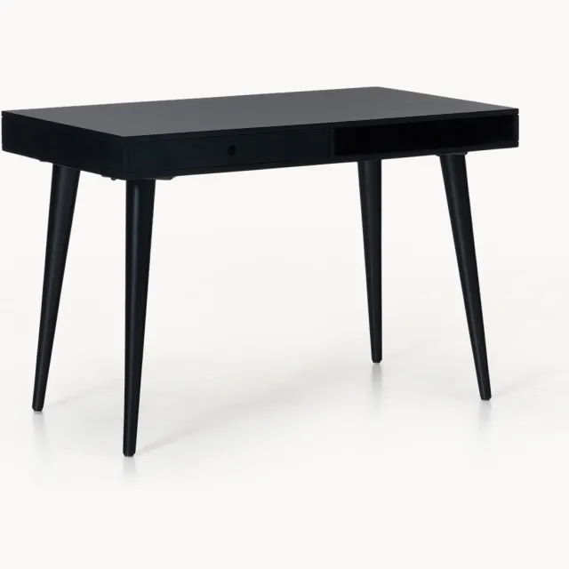 Westwing Collection Bureau Tova van massief hout met lades Zwart