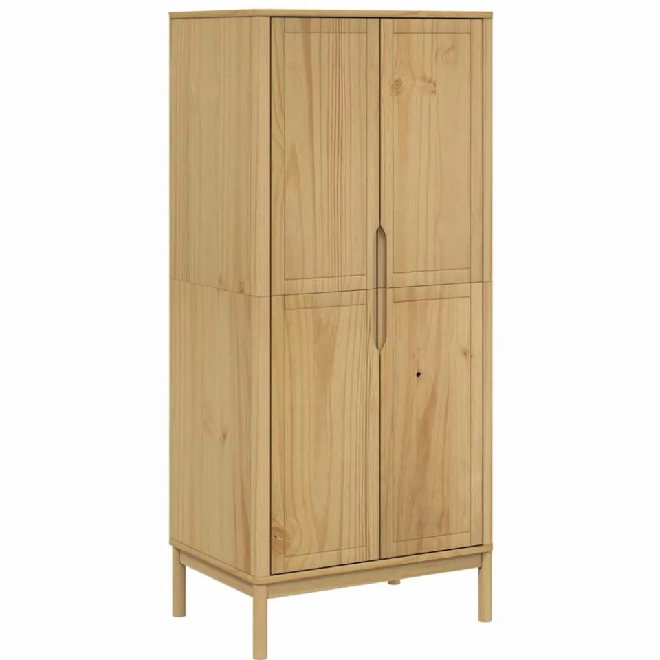 vidaXL Kledingkast FLORO 77x53x171 cm massief grenenhout wasbruin