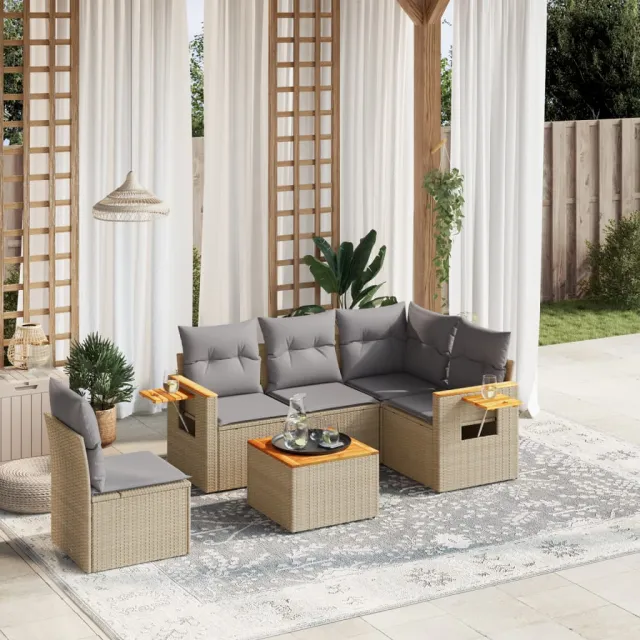vidaXL Patio Sofa Set 5-zits Beige and Grey