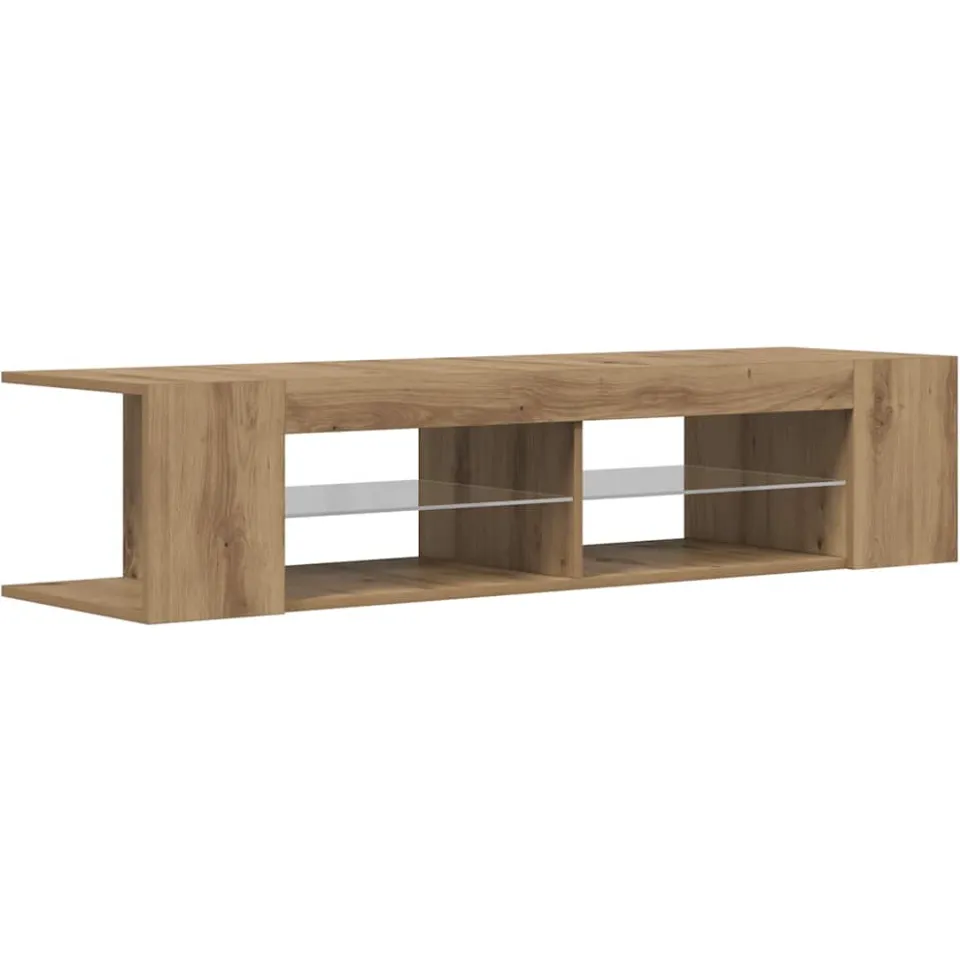 vidaXL Tv-meubel met LED 135x39x30 cm bewerkt hout artisanaal eiken Bruin