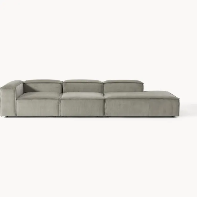 Westwing Collection XL modulaire chaise longue Lennon van corduroy Grijs