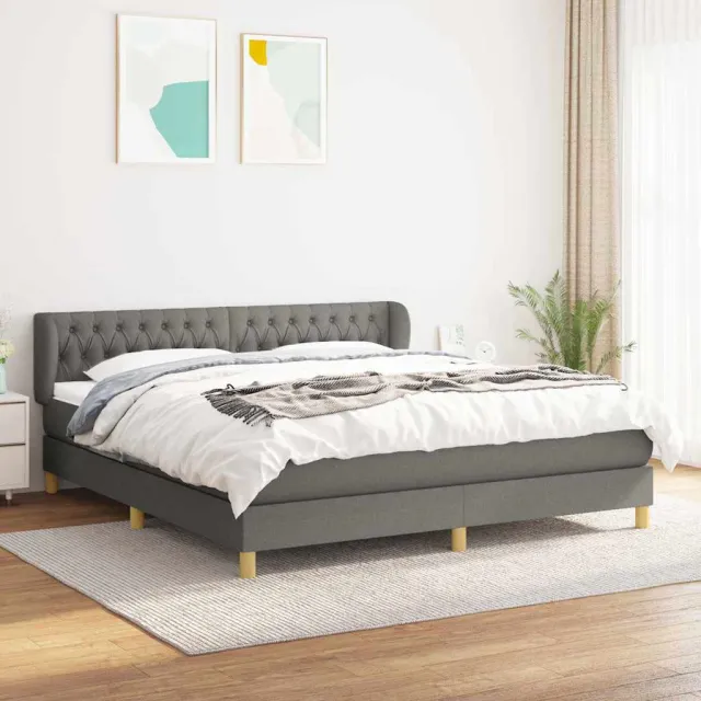 vidaXL Boxspring met matras stof donkergrijs 180x200 cm grijs