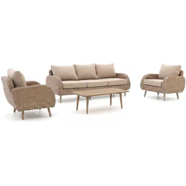 Intenso Furniture Intenso Suzzara/Rough-K lounge stoel-bank loungeset 4-delig taupe, foto 2