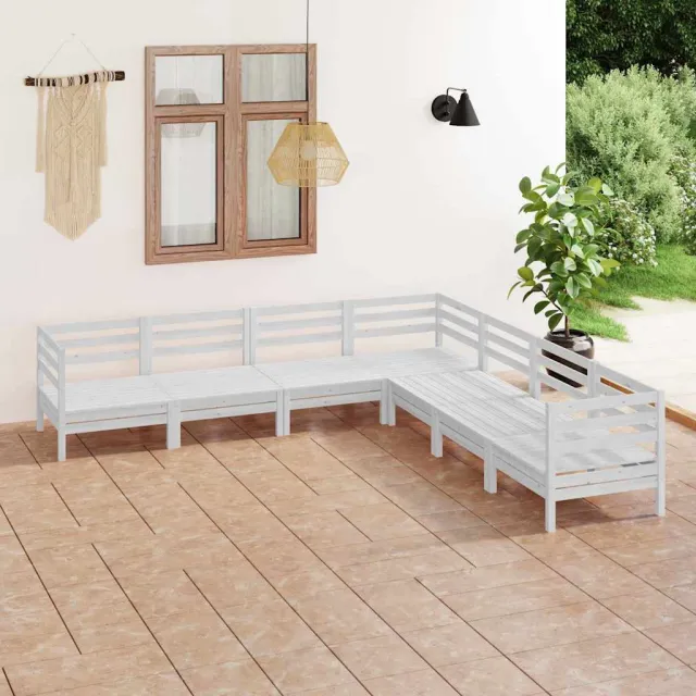 vidaXL 7-delige Loungeset massief grenenhout wit, foto 2