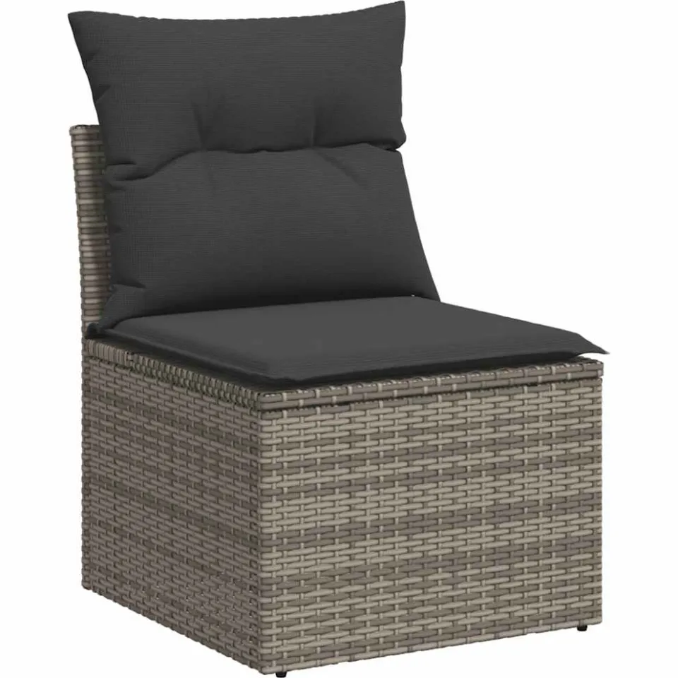 vidaXL 6-delige Loungeset met kussens poly rattan grijs