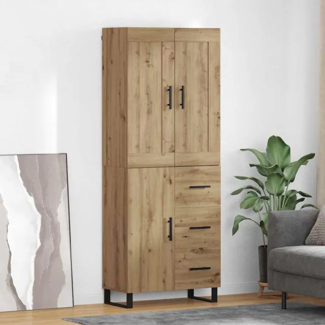 vidaXL Hoge kast 2 st Artisan Eiken 69,5 x 34 x 180 cm Bruin