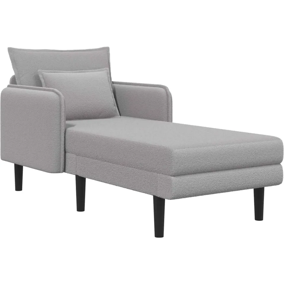 vidaXL Grote chaise longue Lichtgrijs Bouclé, foto 3