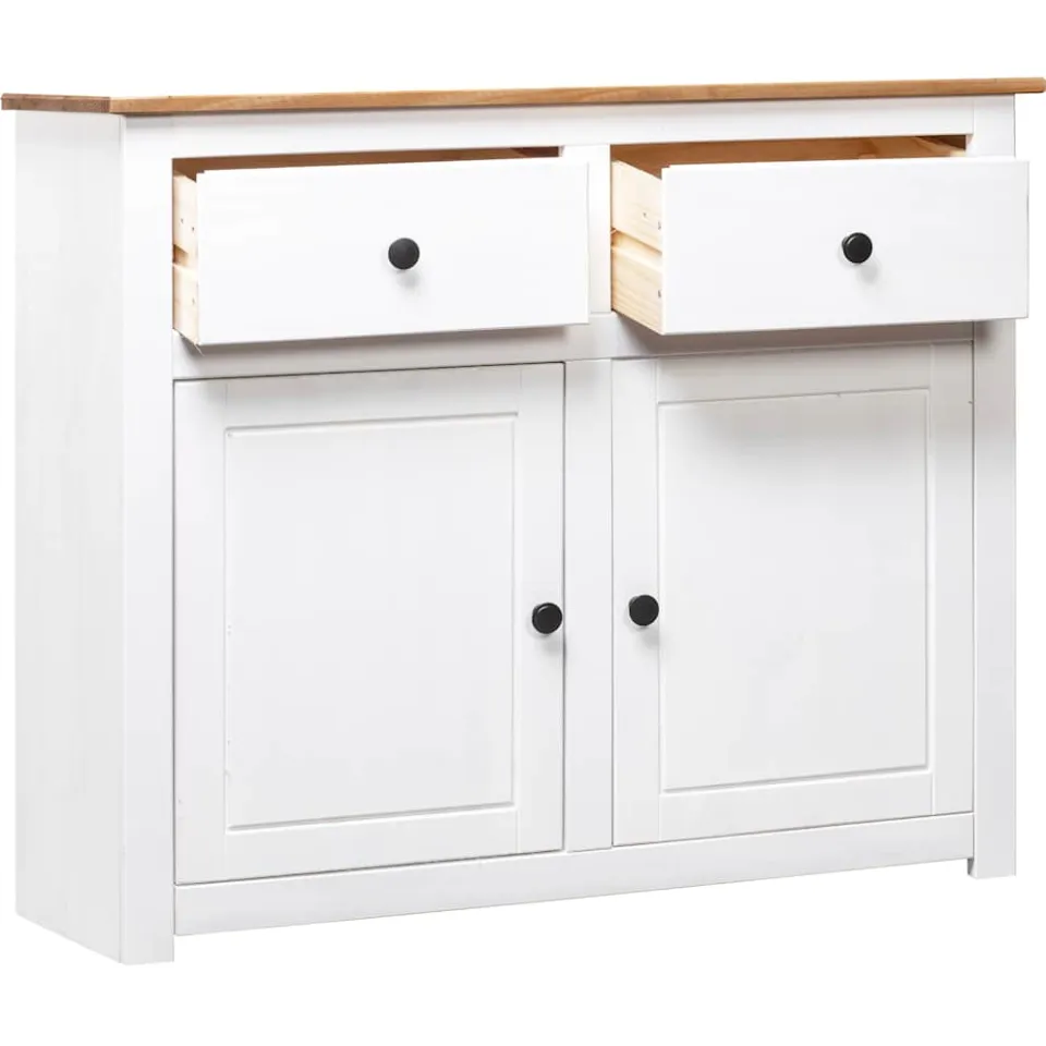 vidaXL Dressoir Panama Range 93x40x80 cm massief grenenhout wit, foto 3