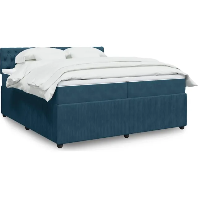 vidaXL Boxspring met matras fluweel blauw 200x200 cm