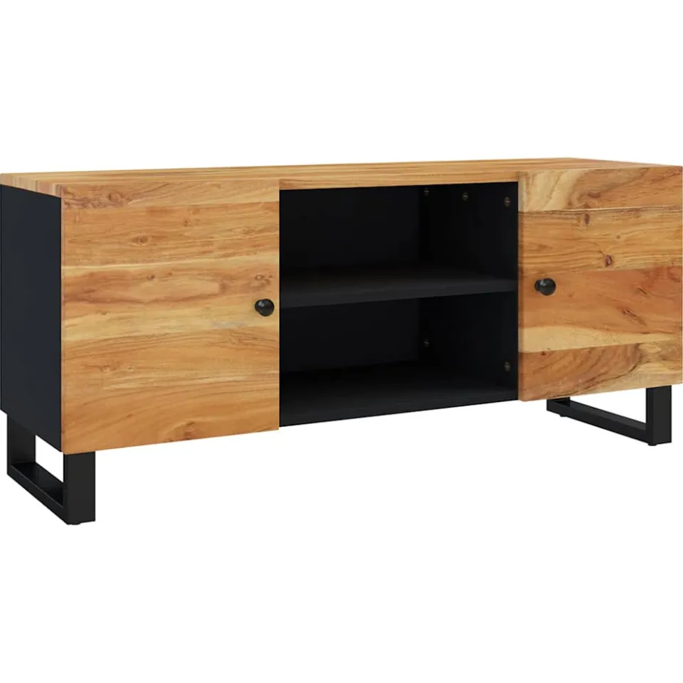 vidaXL Tv-meubel 105x33x46 cm massief acaciahout Zwart