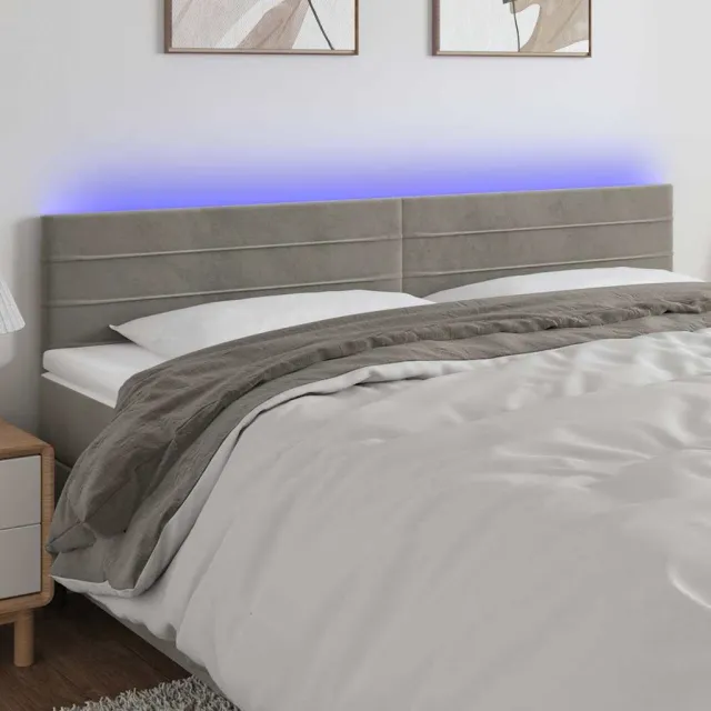 vidaXL Hoofdbord LED 160x5x78/88 cm fluweel lichtgrijs grijs