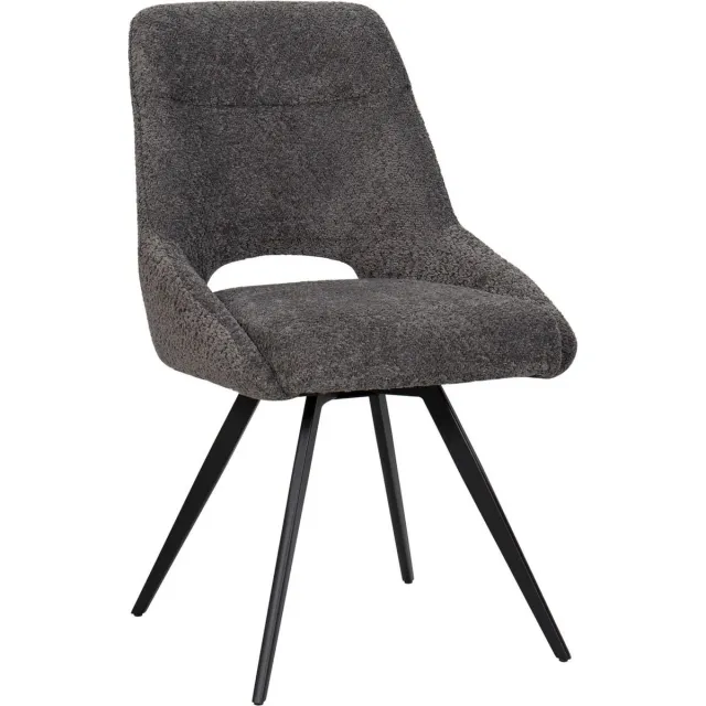 HTfurniture eetkamerstoelen-dark grey color-black legs donker grijs