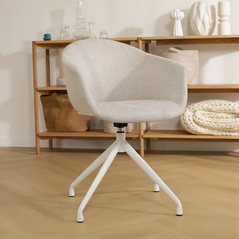 Nolon Nola-Otis draaibare eetkamerstoel beige - wit onderstel, foto 2