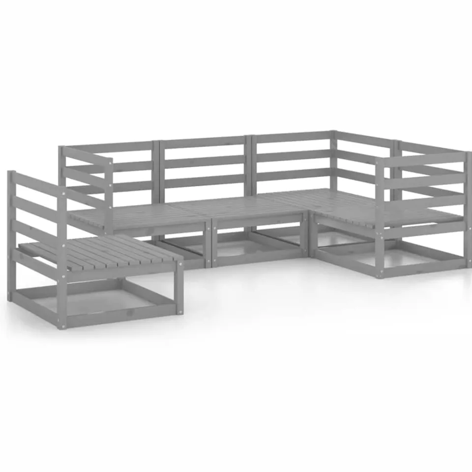vidaXL 5-delige Loungeset massief grenenhout grijs, foto 3