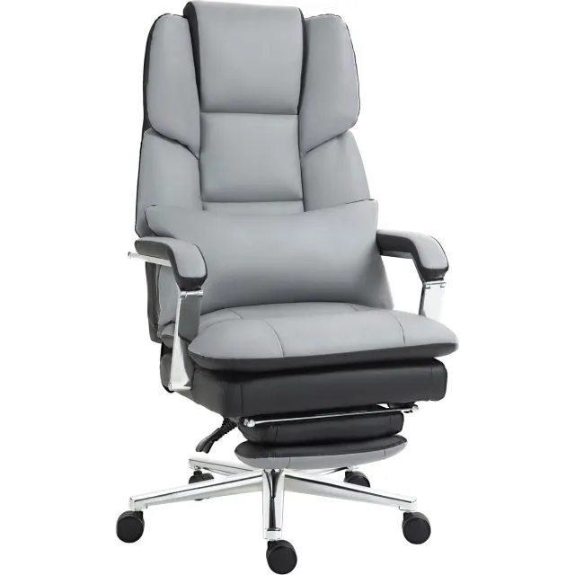 Homona Ergonomische bureaustoel - Met lendensteun en voetensteun - Met 160° verstelbare rugleuning - In hoogte verstelbaar - 63 x 71 x 123-129 cm - Lichtgrijs