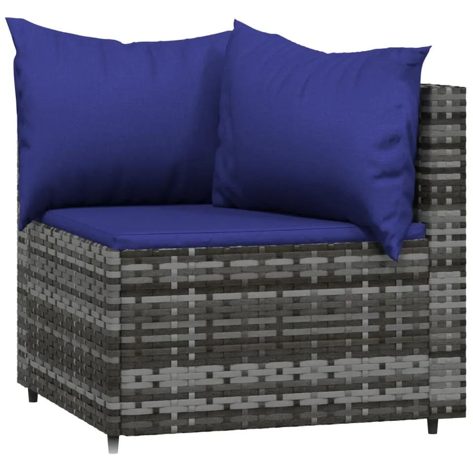 vidaXL 4-delige Loungeset met kussens poly rattan grijs, foto 4