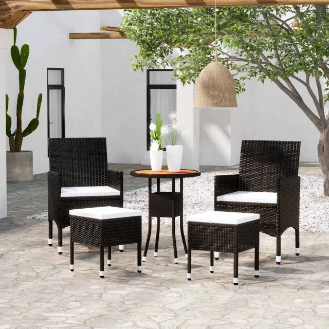 vidaXL 5-delige Loungeset poly rattan zwart, foto 2