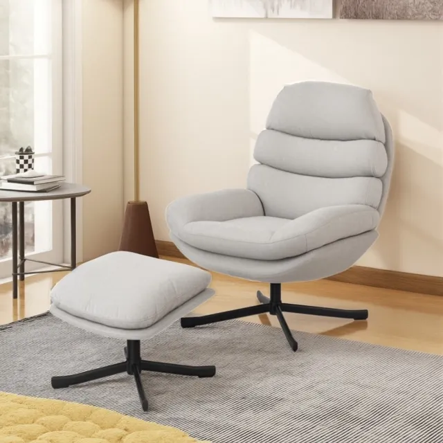 YYchan fauteuil met voetenbank - wit - 93 x 78 x 100 cm