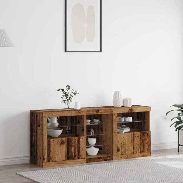 vidaXL LED Sideboard Oud hout 162 x 37 x 67 cm Bewerkt hout Bruin