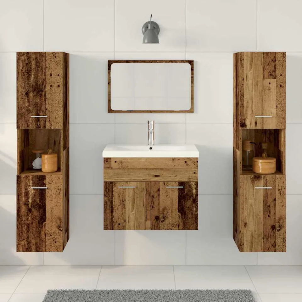 vidaXL Badkamermeubelset 4 st Oud Hout 60 x 38,5 x 46 cm Bewerkt hout bruin, foto 3