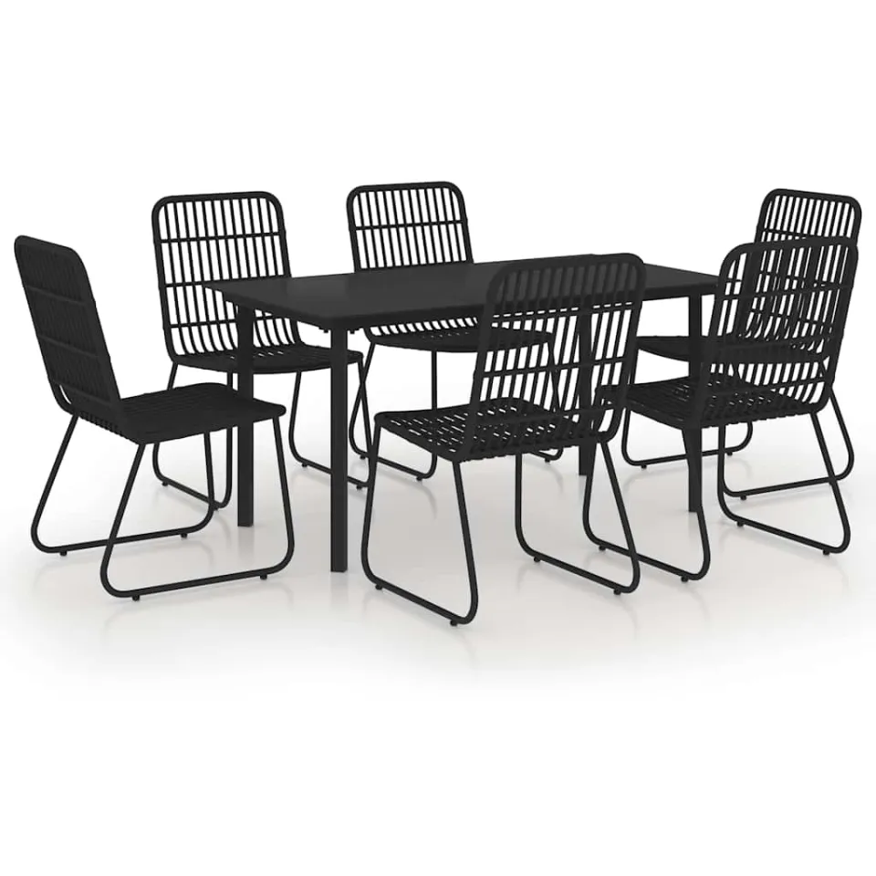 vidaXL 7-delige Tuinset poly rattan en glas zwart, foto 3