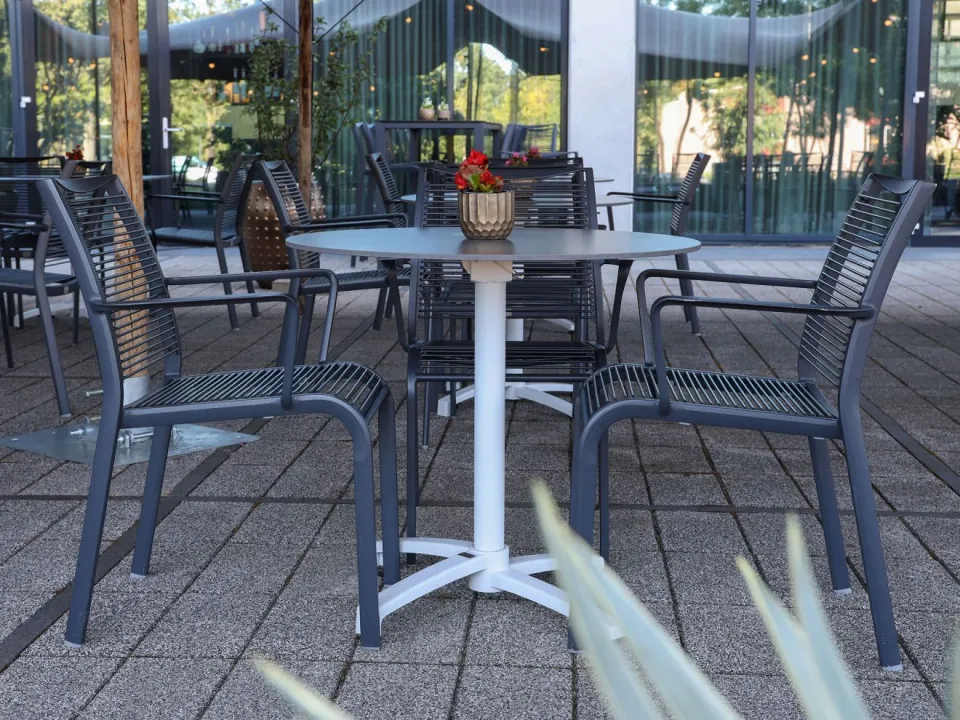 Bellagio tuinmeubelen Bellagio Canzo klaptafel ø 80cm (h:73cm) wit, foto 4