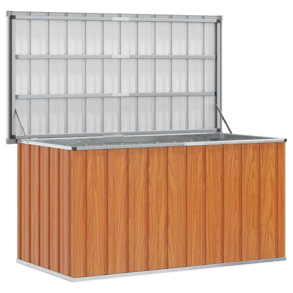 vidaXL Buitenopslagdoos Hout 129 x 67 x 65 cm Gegalvaniseerd staal Bruin