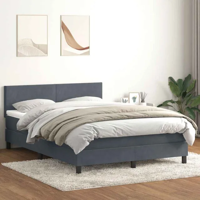 vidaXL Boxspring met matras en LED fluweel donkergrijs 160x210 cm grijs