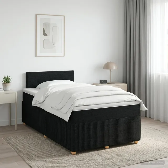 vidaXL Boxspringbed met matras met hoofdeinde Zwart 120 x 190 cm Stof