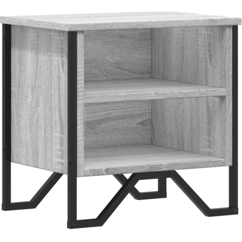 vidaXL Nachtkastje 40x30x40 cm bewerkt hout grijs sonoma eikenkleurig