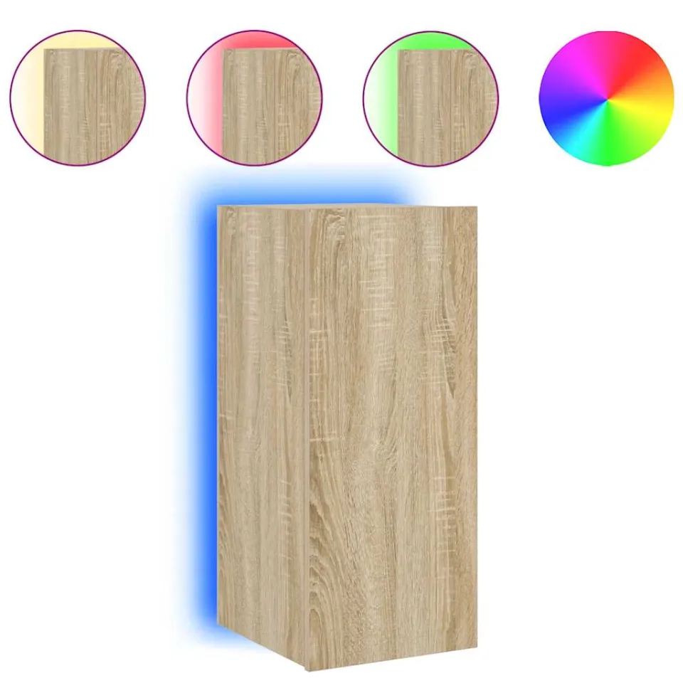 vidaXL Tv-wandmeubel met LED-verlichting 30,5x35x70 cm sonoma eiken, foto 3