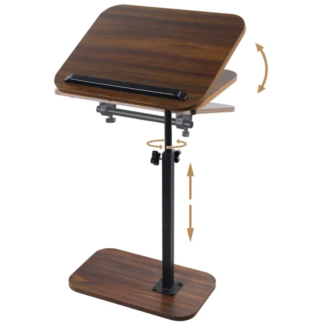 Duraxl Bijzettafel - Verstelbaar - 360° draaibaar - Hoogte 42 tot 85,5 cm Zwart