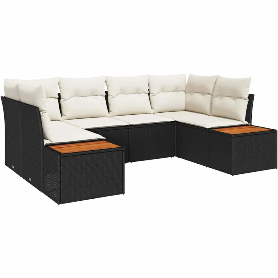 vidaXL Tuin Sofa Set 6 st Zwart poly rattan