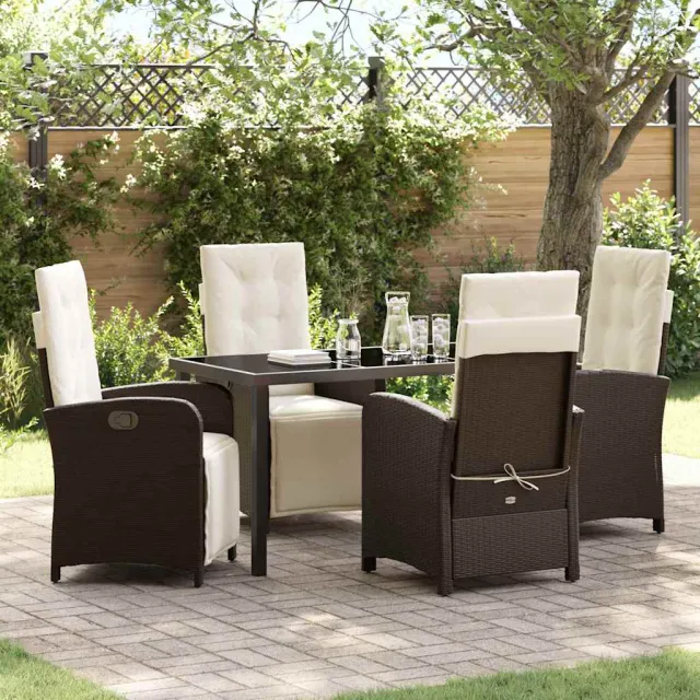 vidaXL Tuin eettafelset 5 st Bruin poly rattan