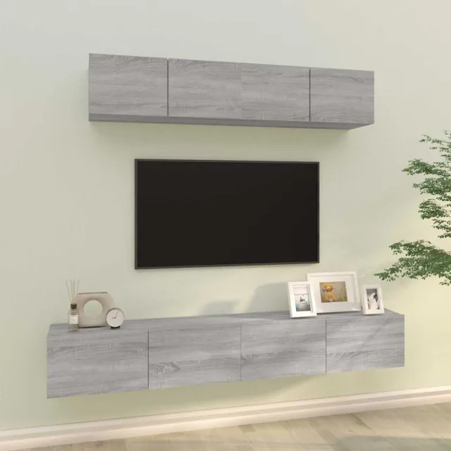 vidaXL 4-delige Tv-meubelset bewerkt hout grijs sonoma eikenkleurig, foto 2