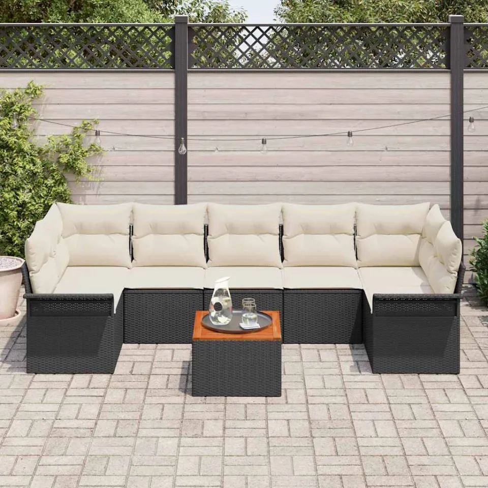 vidaXL Tuinbankenset 8 st Zwart poly rattan, foto 2