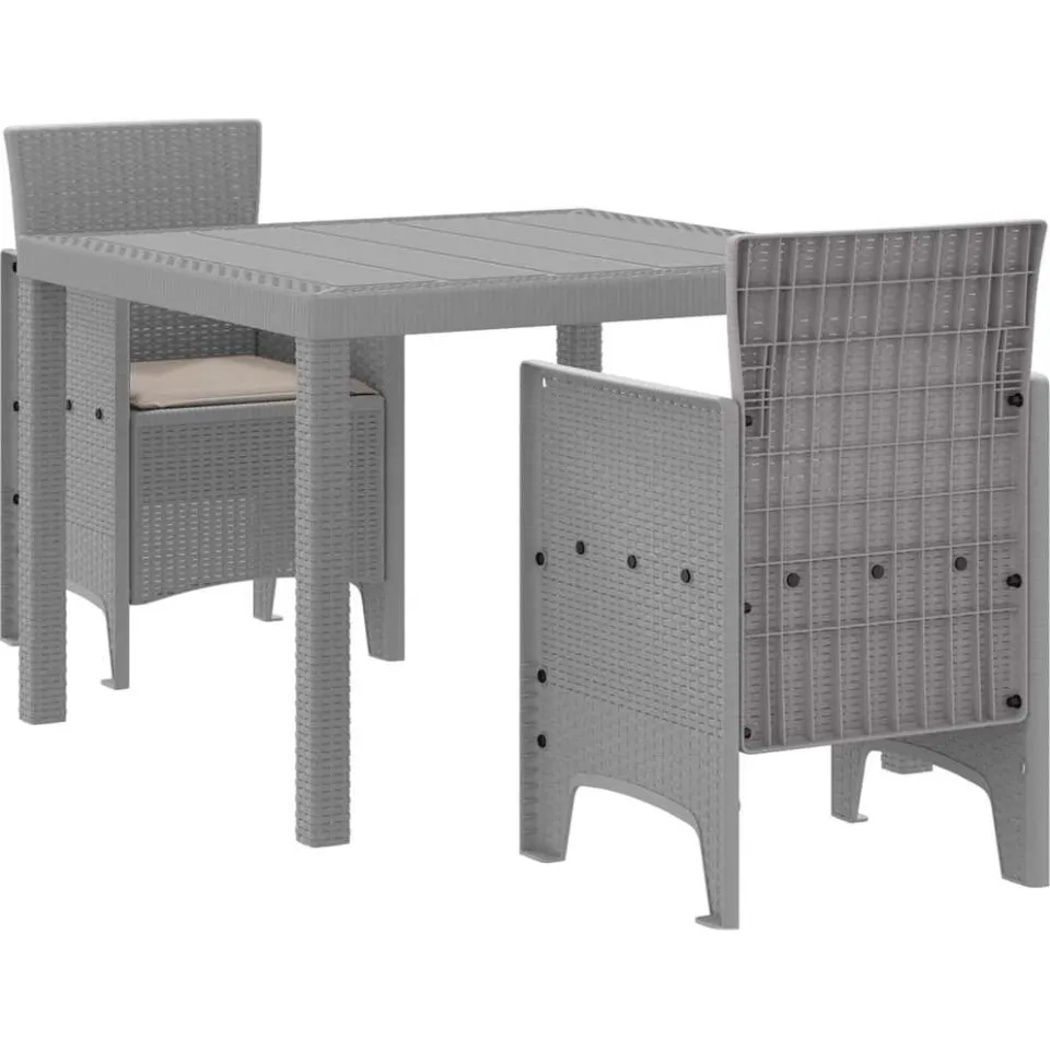 vidaXL Tuin Eetset 3 st Lichtgrijs Polypropyleen