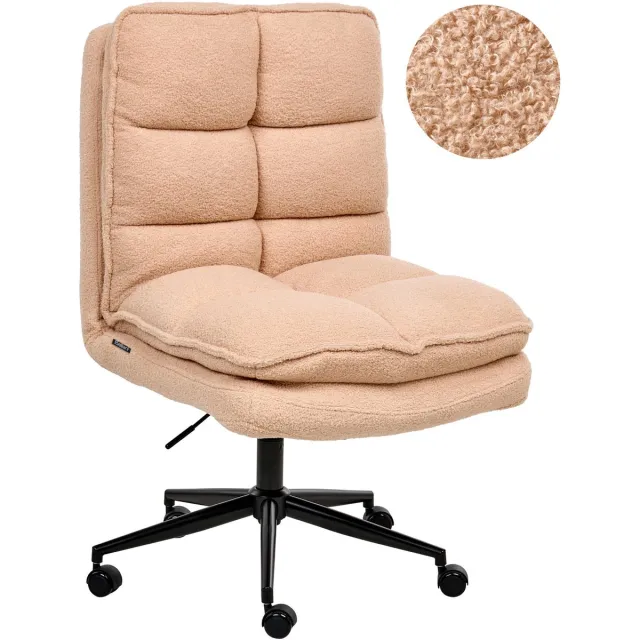 Beliani ADDISON - Bureaustoel - Perzikroze - Bouclé